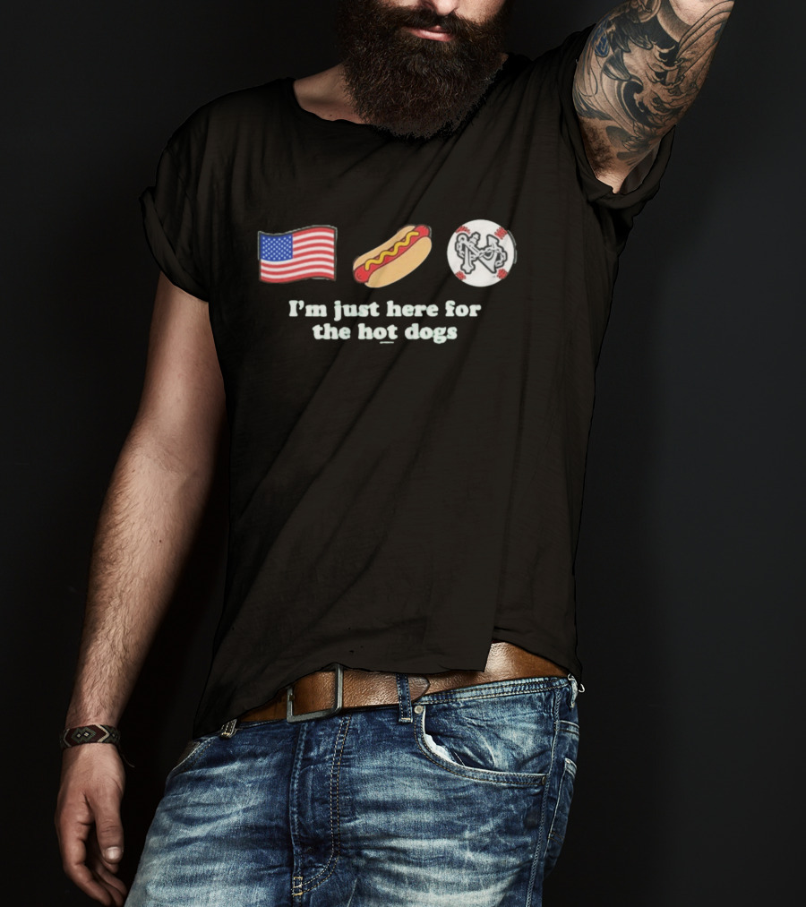 Norfolk Tides American Flag Baseball I'm Just Here For The Hot Dogs T-Shirt