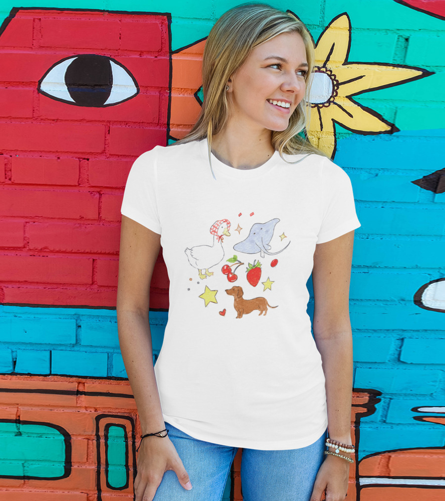 Goose Stingray Strawberry Cherry Dachshund Stars Nature T-Shirt