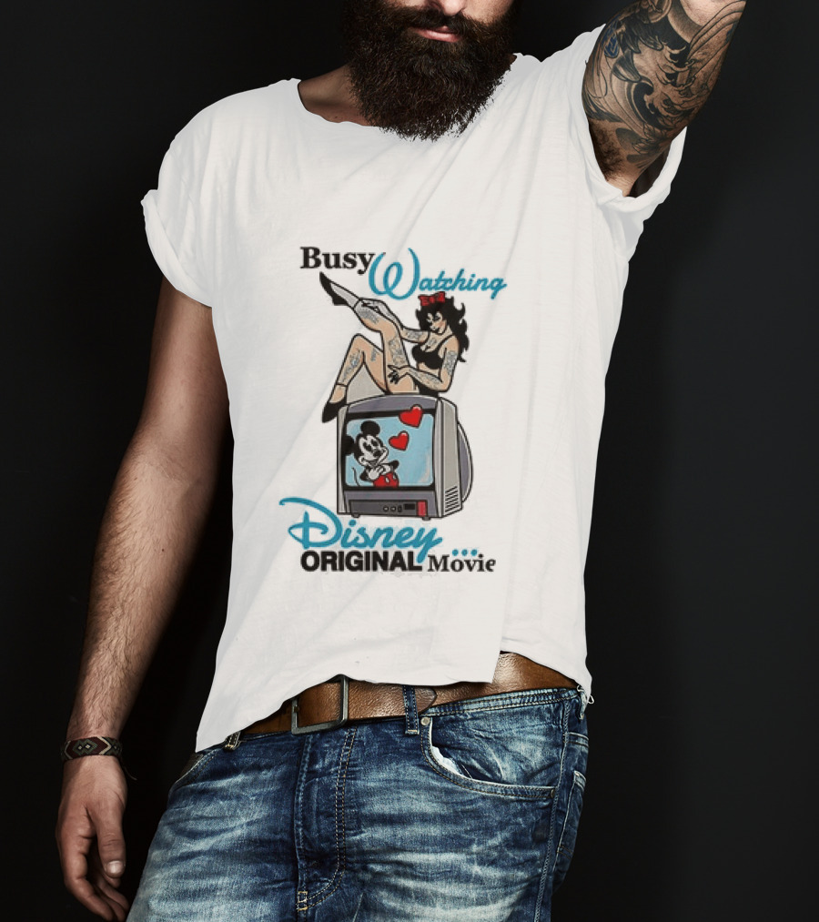 Busy Ing Disney Original Movie Retro Style With Mickey TV And Pin Up T-Shirt