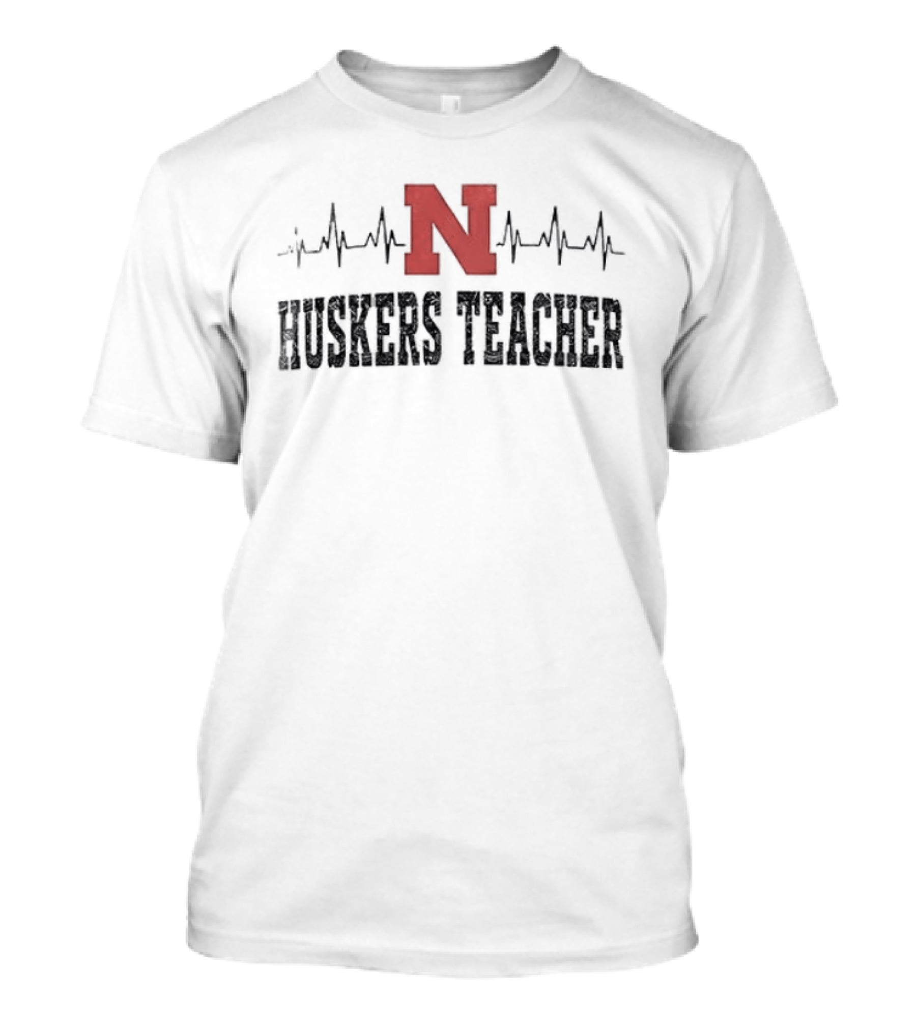 Nebraska Huskers Teacher Heartbeat Football Fan T-Shirt