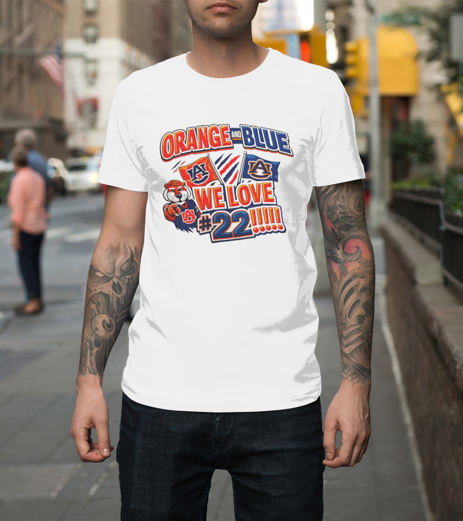 Auburn Tigers Orange And Blue We Love #22 Paws Up Enthusiasts T-Shirt