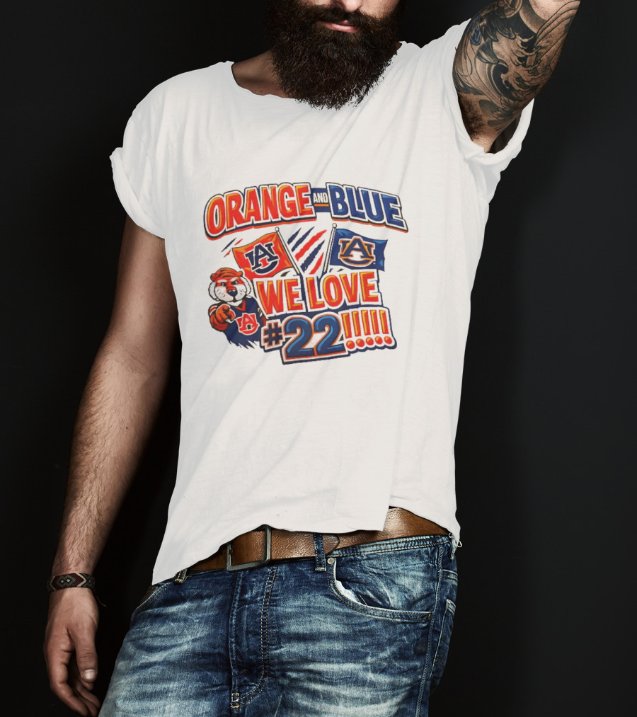 Auburn Tigers Orange And Blue We Love #22 Paws Up Enthusiasts T-Shirt
