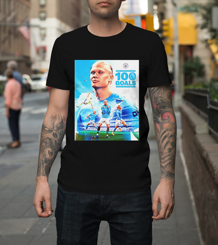 Erling Haaland 100 Goals Premier League 2022 2023 Present T-Shirt