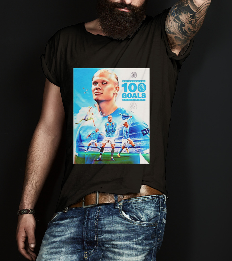 Erling Haaland 100 Goals Premier League 2022 2023 Present T-Shirt