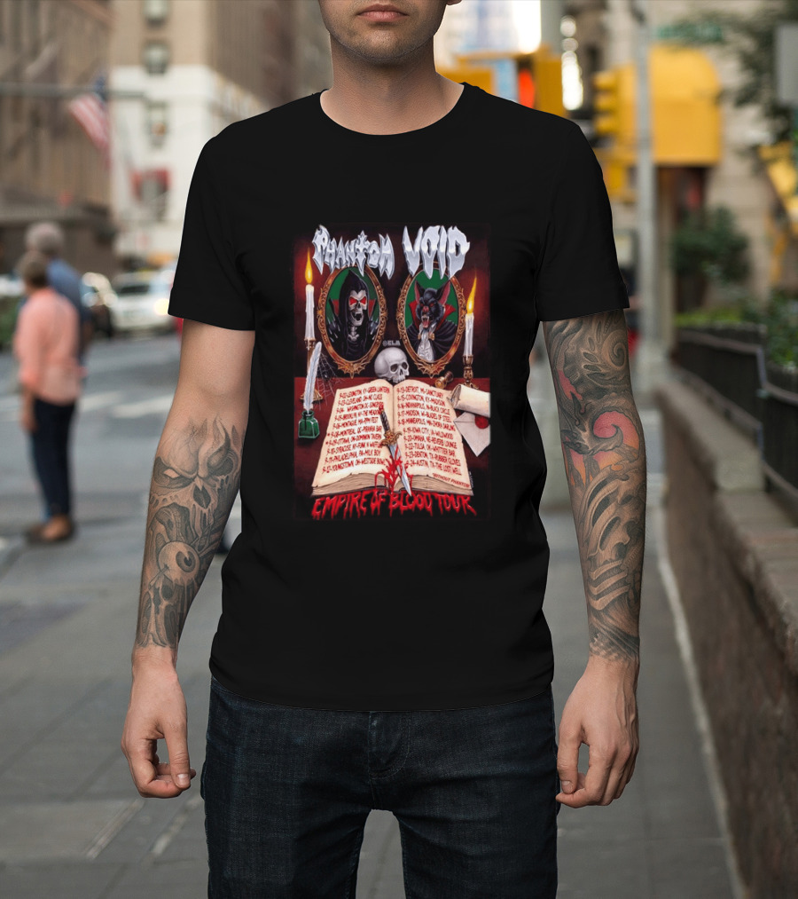 Phantom VOID 2026 Empire Of Blood Tour Dates And Locations Featuring Vampire Imagery And Candles T-Shirt