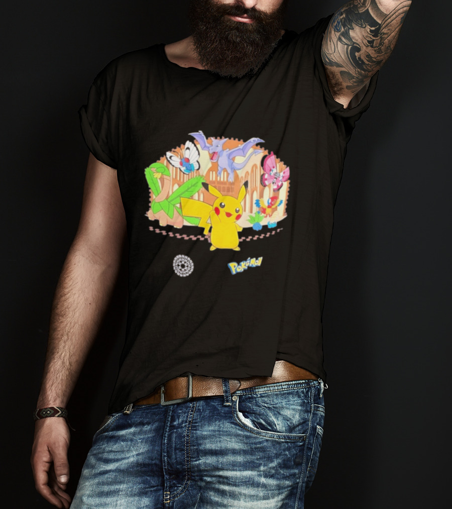 Pokecology Pikachu Aerodactyl Butterfree Vivillon Lileep Natural History Museum Collaboration T-Shirt