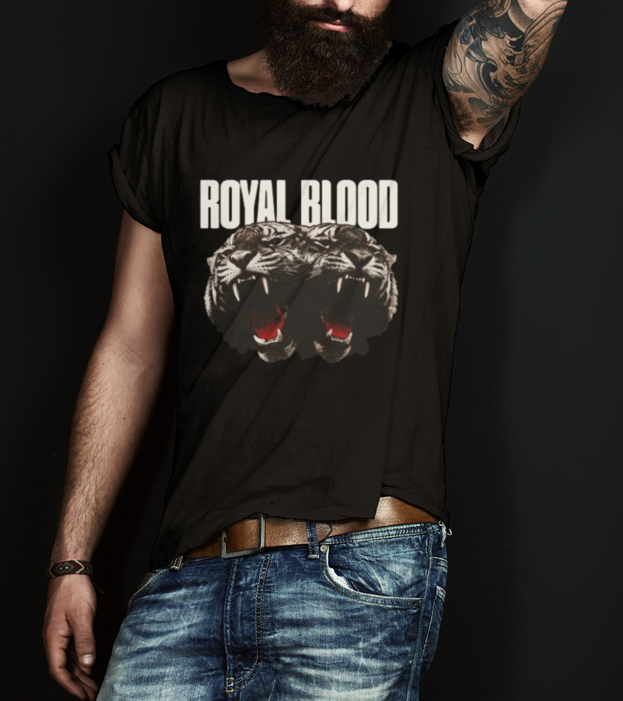 Royal Blood Dead Company Coloured Tiger Faded Black T-Shirt