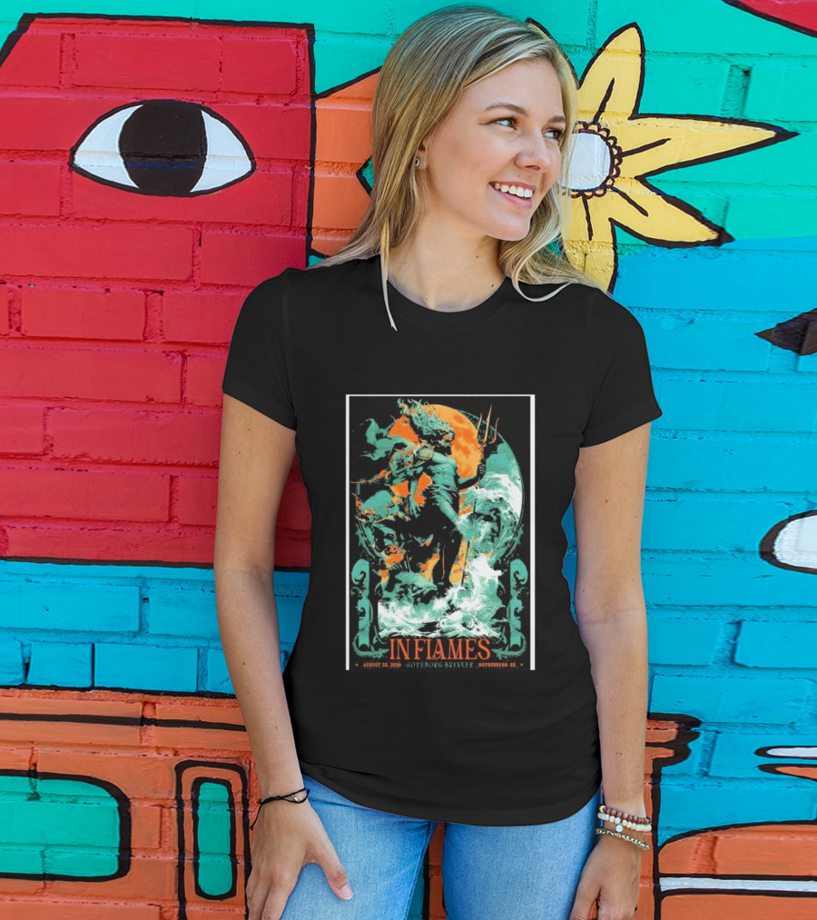 In Flames Göteborg Brinner August 22 2026 Poseidon Trident Concert Event Gothenburg SE T-Shirt