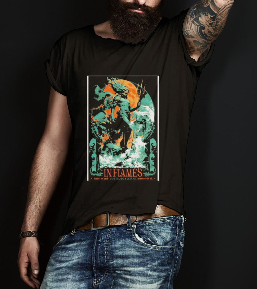 In Flames Göteborg Brinner August 22 2026 Poseidon Trident Concert Event Gothenburg SE T-Shirt