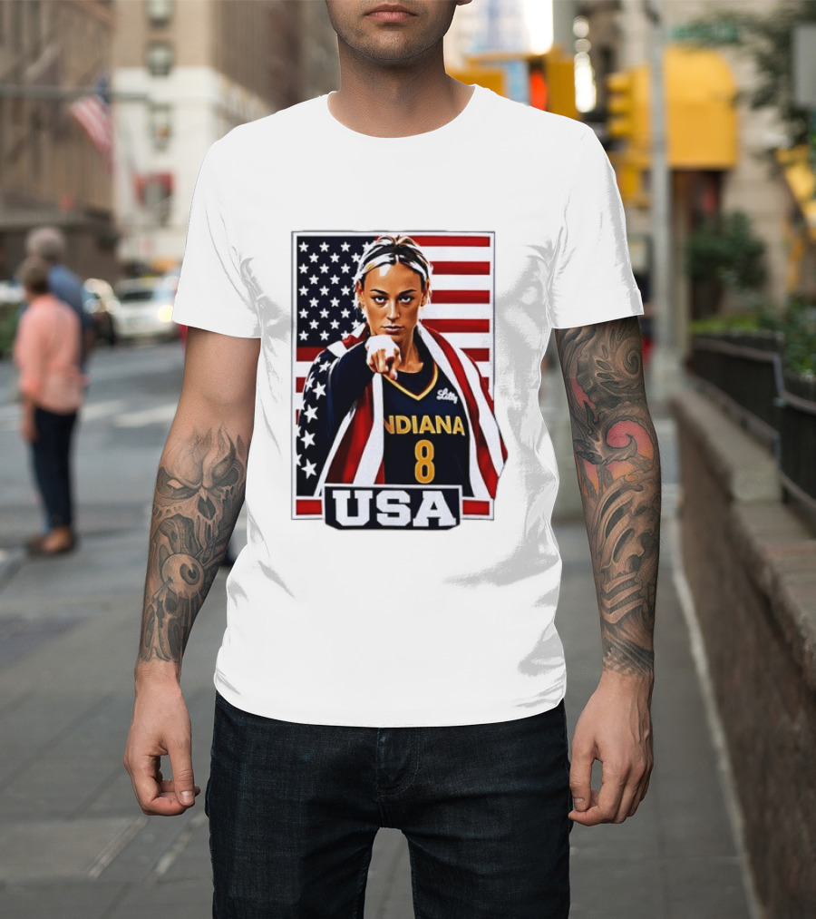 Lexie Hull Indiana Fever 8 USA WNBA Basketball Flag T-Shirt