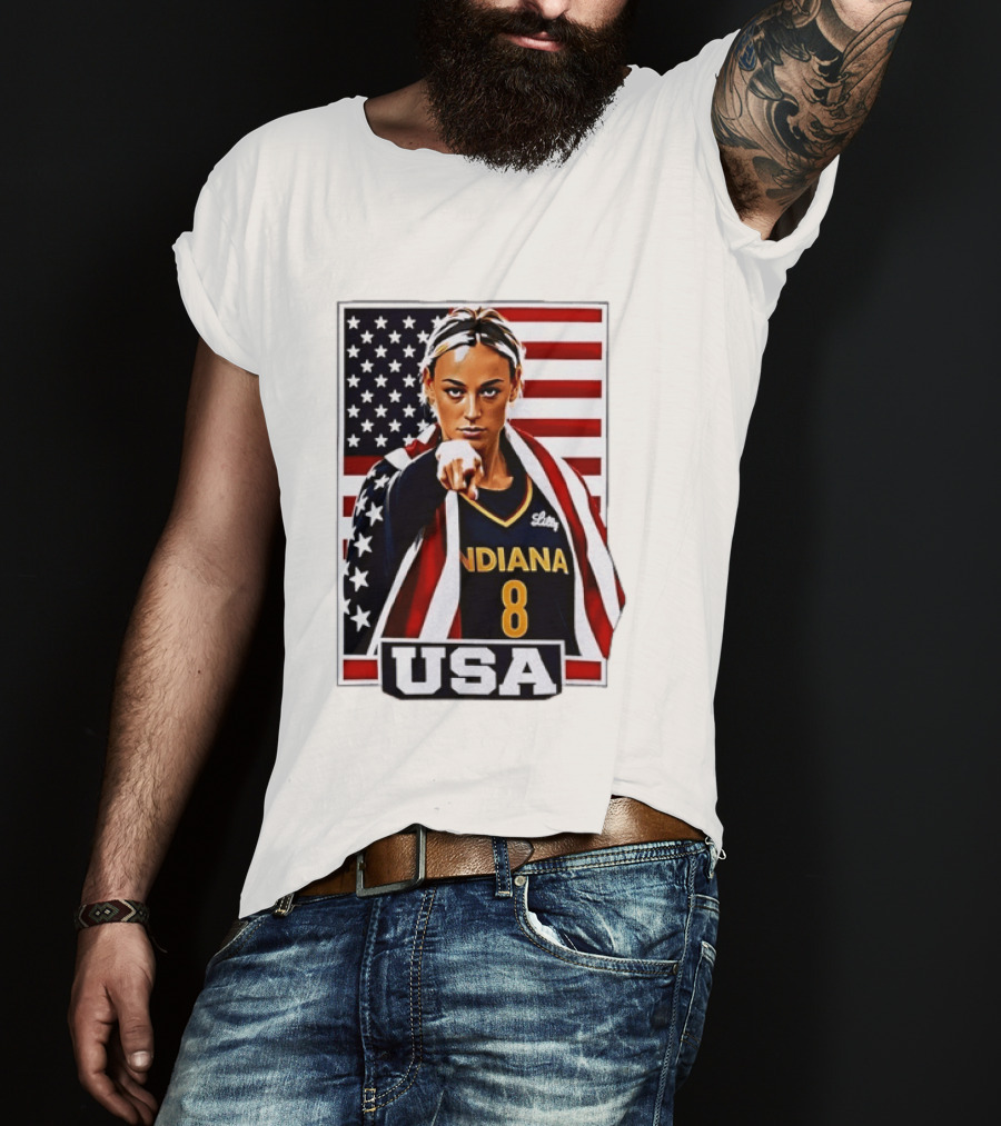Lexie Hull Indiana Fever 8 USA WNBA Basketball Flag T-Shirt