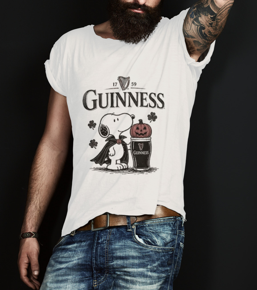 Guinness Snoopy Halloween Vampire Dark Brew Pumpkin T-Shirt