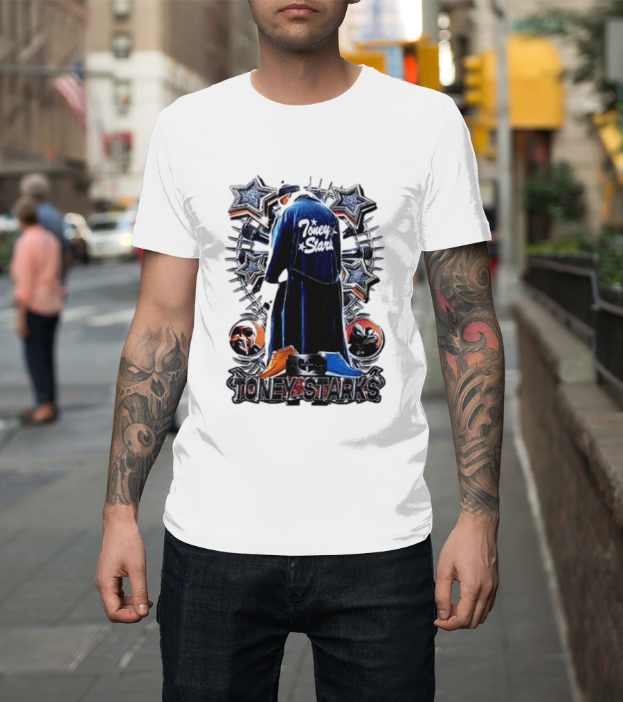 Toney Starks Blue Coat Star Motif Back Cover Art With Big Pun T-Shirt