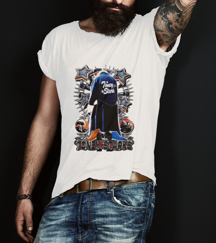 Toney Starks Blue Coat Star Motif Back Cover Art With Big Pun T-Shirt