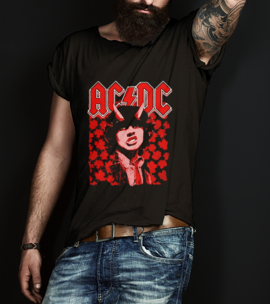 AC DC Pwr Up Canada 2026 Tour Rock Band Maple Leaf T-Shirt