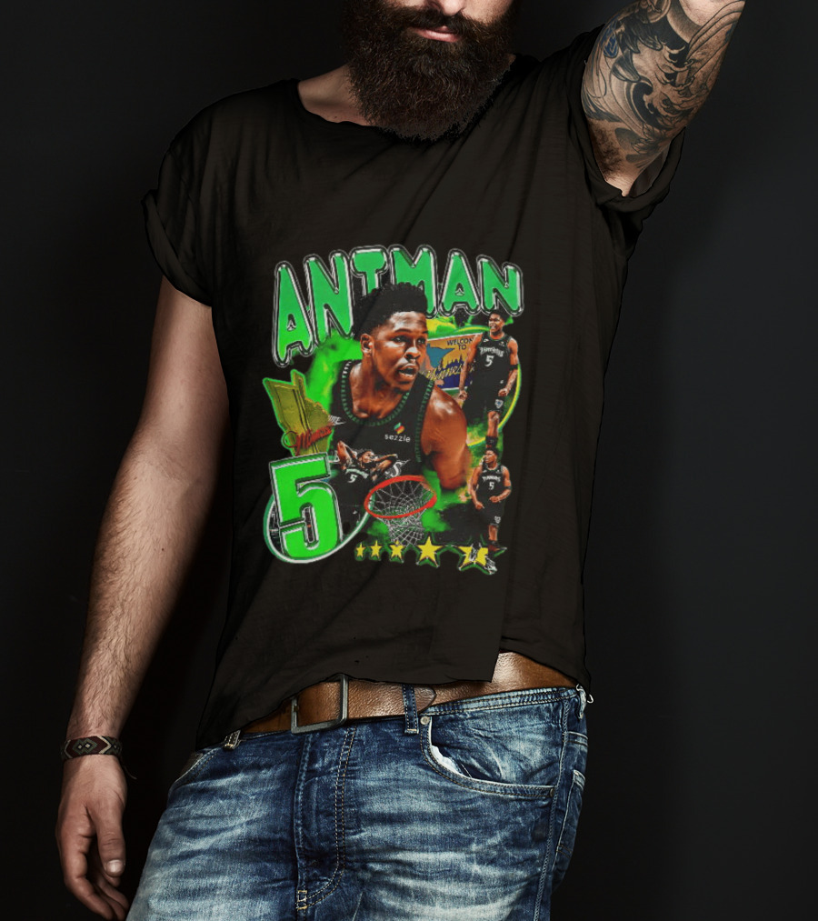 ANITMAN 5 Anthony Edwards Minnesota Timberwolves Welcome To Minnesota T-Shirt