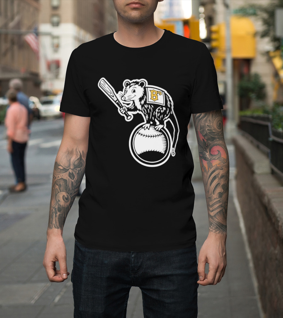 B's Baseball Opossum Batting On Ball T-Shirt