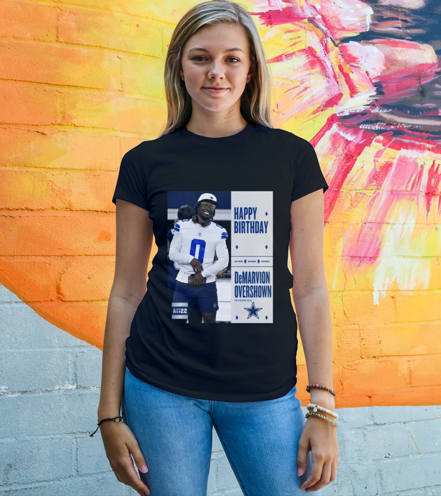 Happy Birthday DeMarvion Overshown 26 Years Old Dallas Cowboys Linebacker Celebration T-Shirt