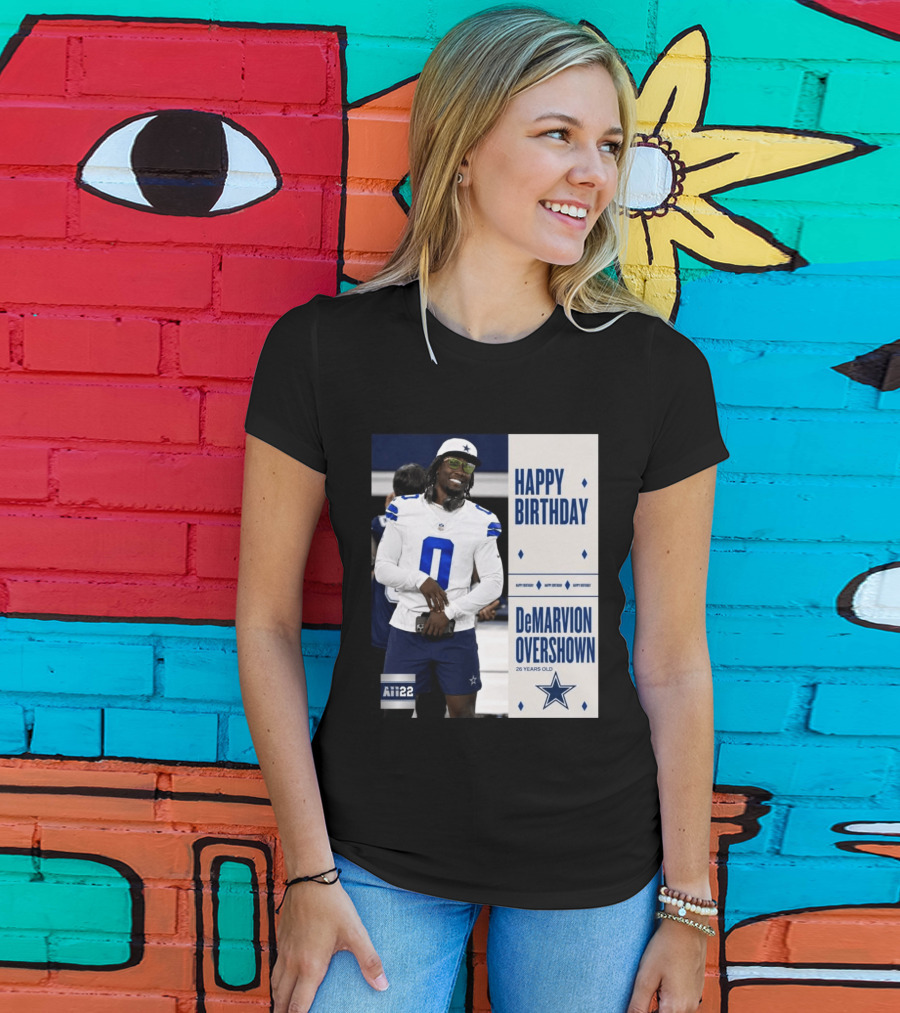 Happy Birthday DeMarvion Overshown 26 Years Old Dallas Cowboys Linebacker Celebration T-Shirt