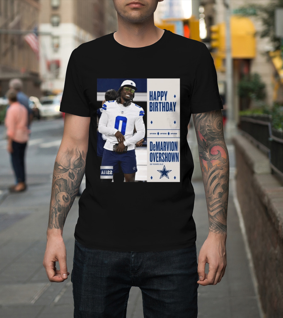 Happy Birthday DeMarvion Overshown 26 Years Old Dallas Cowboys Linebacker Celebration T-Shirt