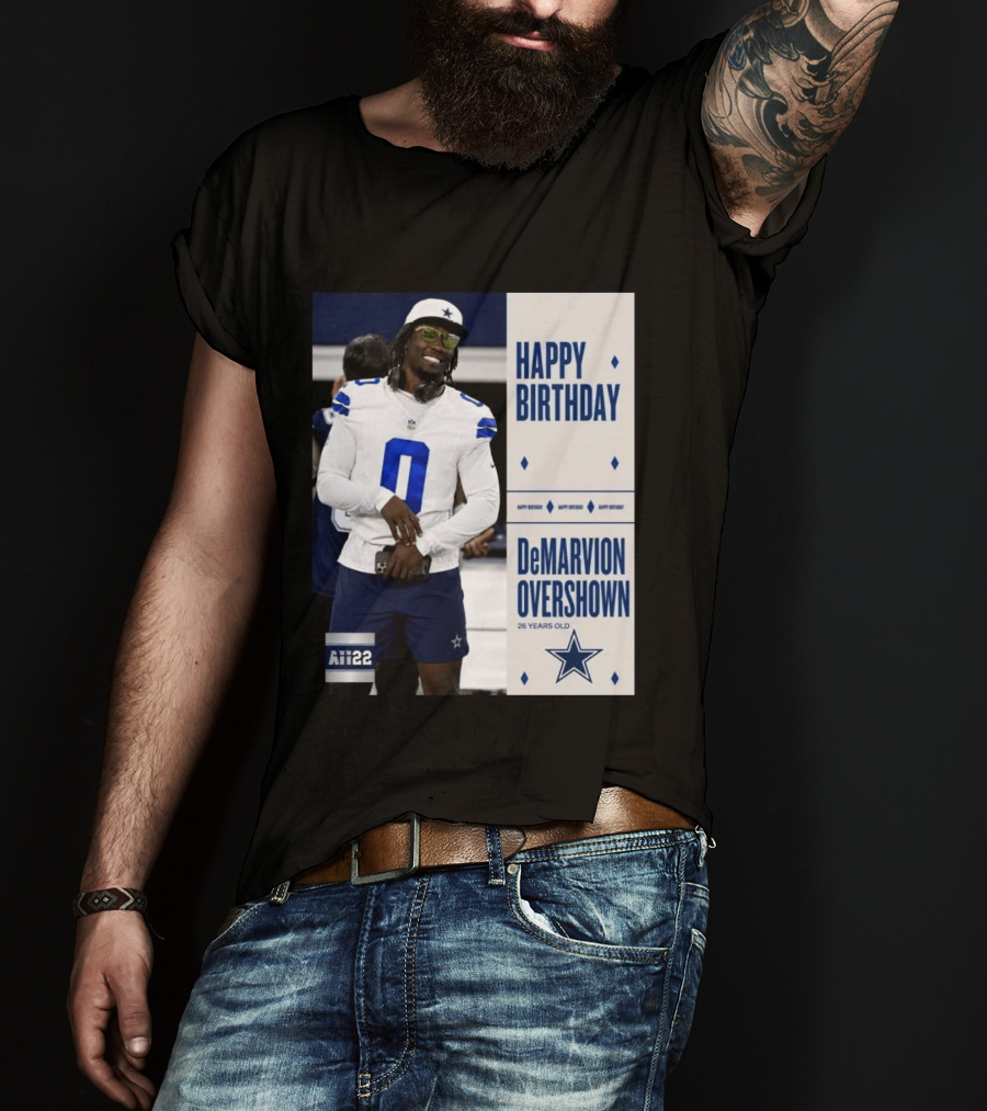 Happy Birthday DeMarvion Overshown 26 Years Old Dallas Cowboys Linebacker Celebration T-Shirt