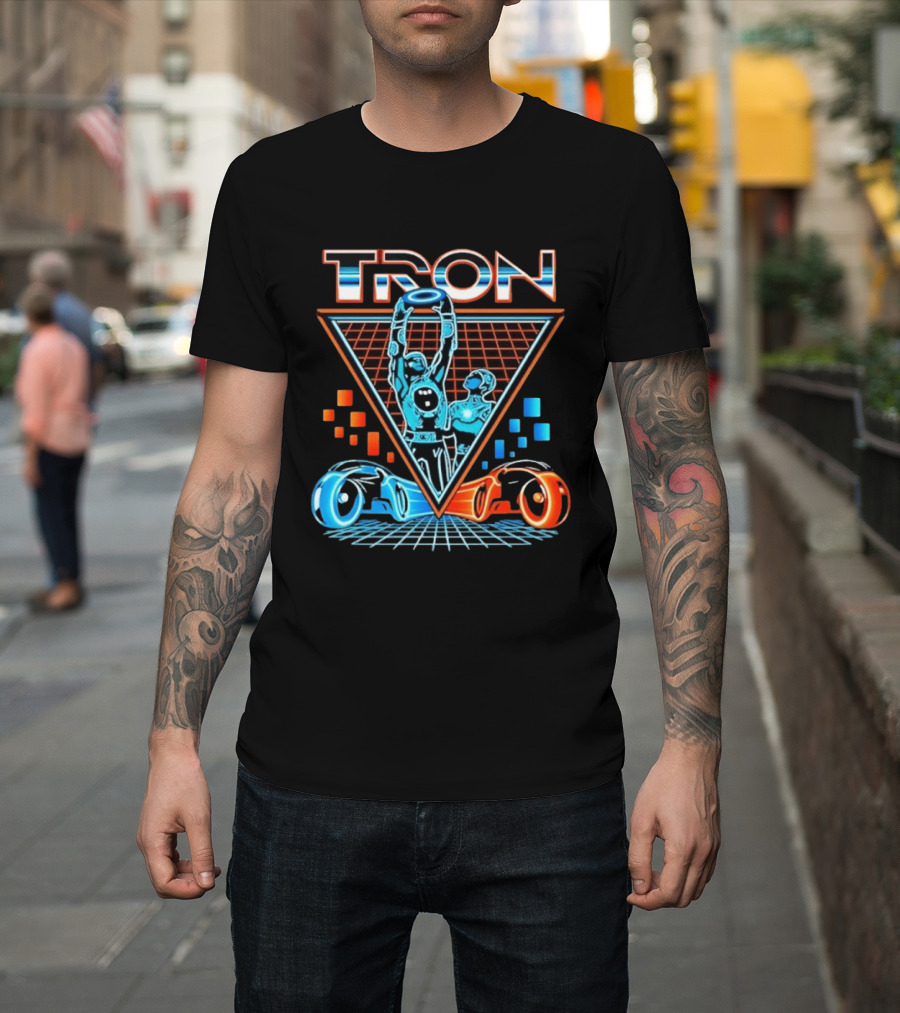 Tron Light Cycle Grid Sci Fi 80s Movie Characters And Iconic Vehicles T-Shirt