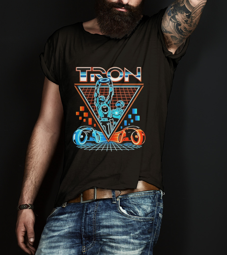 Tron Light Cycle Grid Sci Fi 80s Movie Characters And Iconic Vehicles T-Shirt