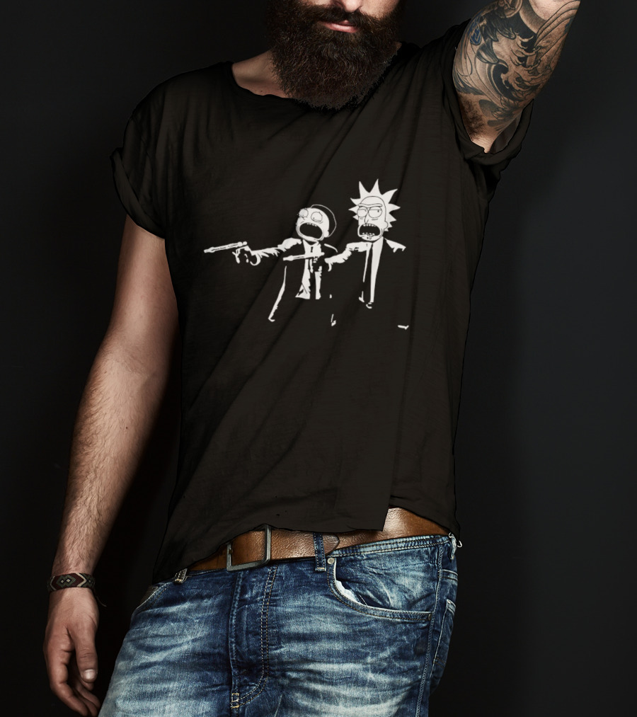 Rick And Morty Pulp Fiction Crossover Adult Swim T-Shirt
