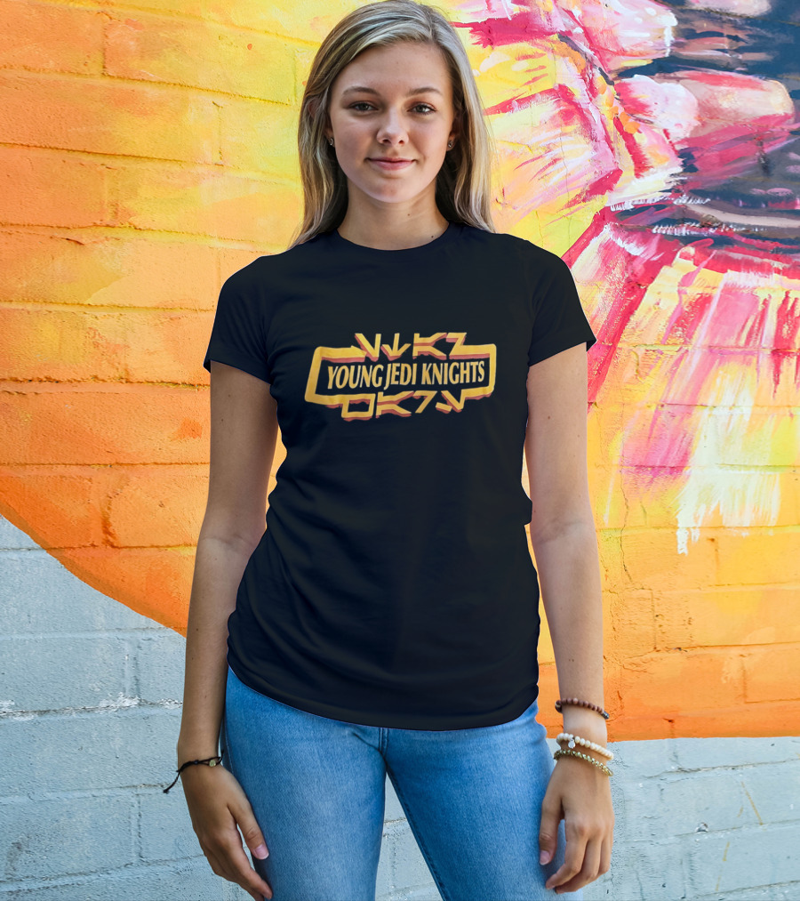 Young Jedi Knights Star Wars Sci Fi Text Art Yellow T-Shirt