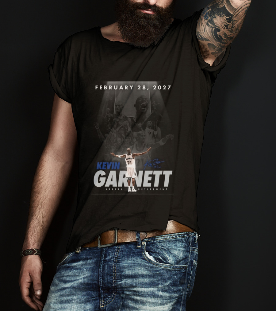 Kevin Garnett February 28 2027 Jersey Retirement T-Shirt