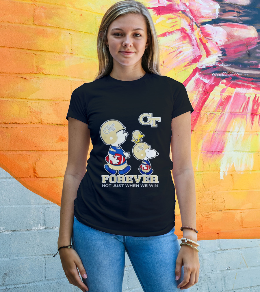 Snoopy Woodstock Charlie Brown Georgia Tech Yellow Jackets Forever Not Just When We Win T-Shirt