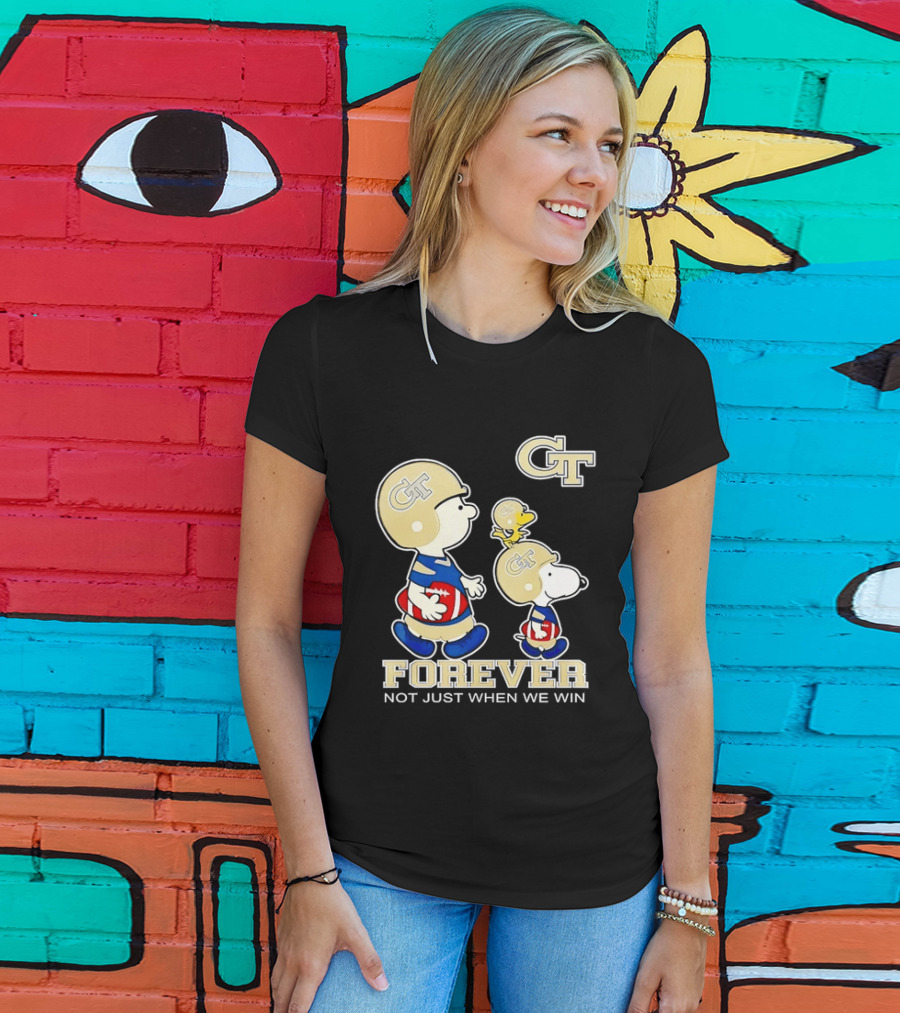 Snoopy Woodstock Charlie Brown Georgia Tech Yellow Jackets Forever Not Just When We Win T-Shirt
