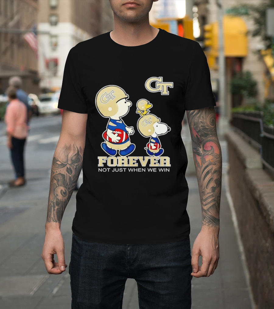 Snoopy Woodstock Charlie Brown Georgia Tech Yellow Jackets Forever Not Just When We Win T-Shirt