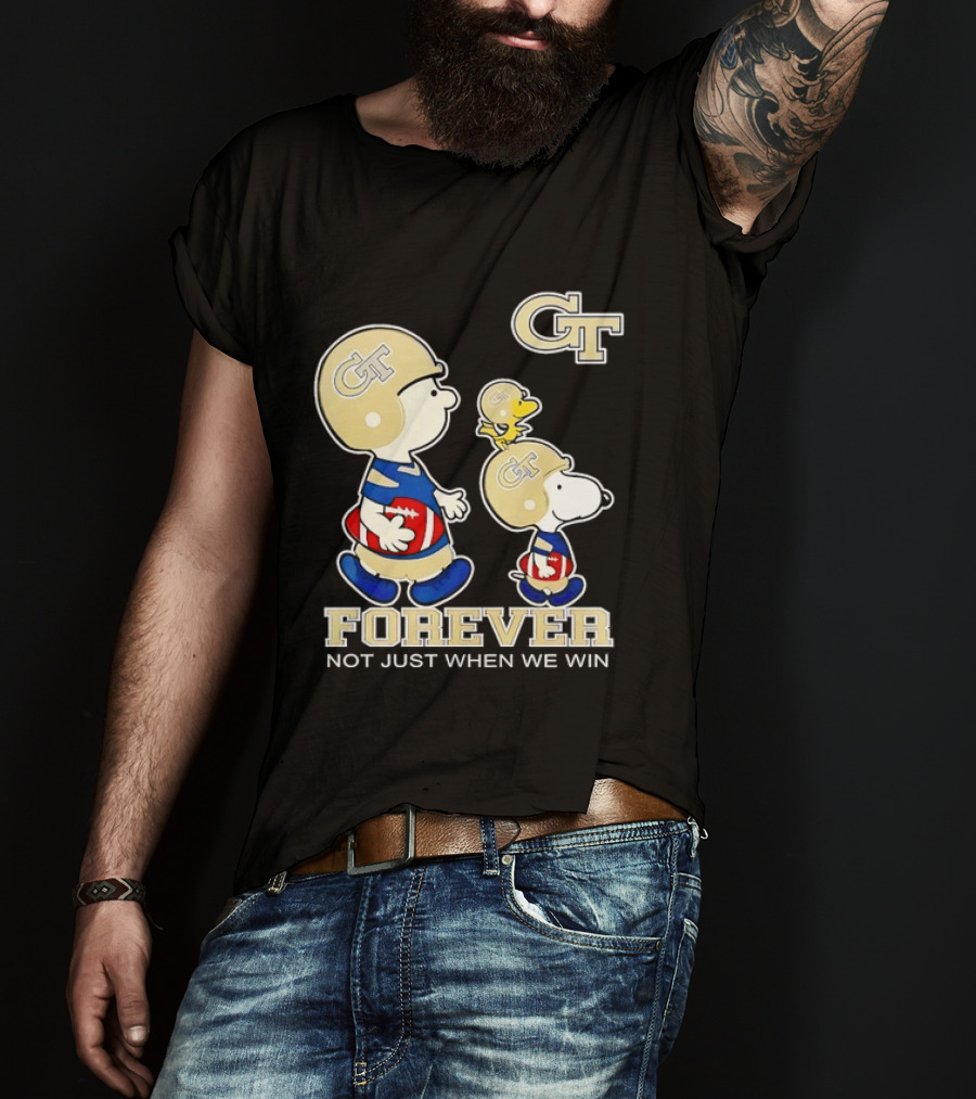 Snoopy Woodstock Charlie Brown Georgia Tech Yellow Jackets Forever Not Just When We Win T-Shirt