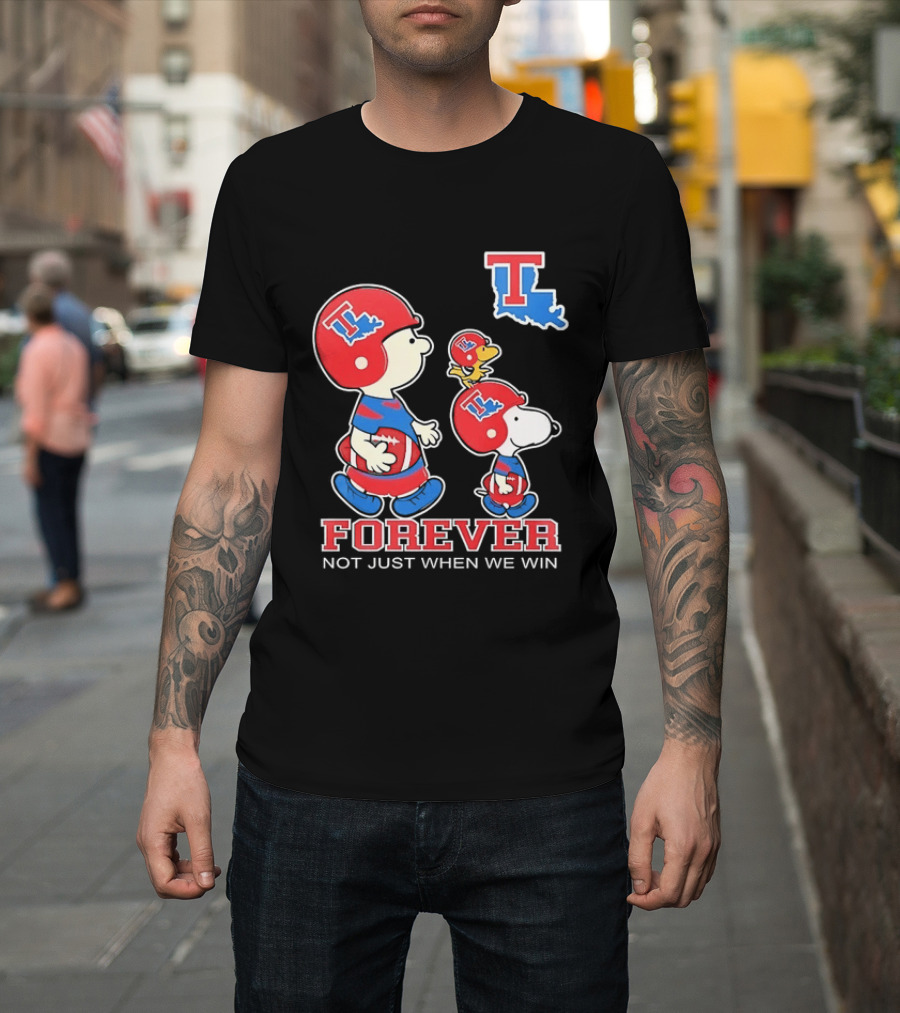 Charlie Brown Snoopy Woodstock Louisiana Tech Bulldogs Forever Not Just When We Win T-Shirt