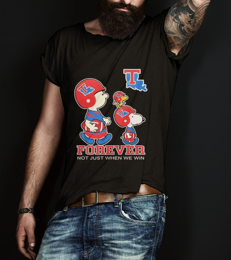 Charlie Brown Snoopy Woodstock Louisiana Tech Bulldogs Forever Not Just When We Win T-Shirt