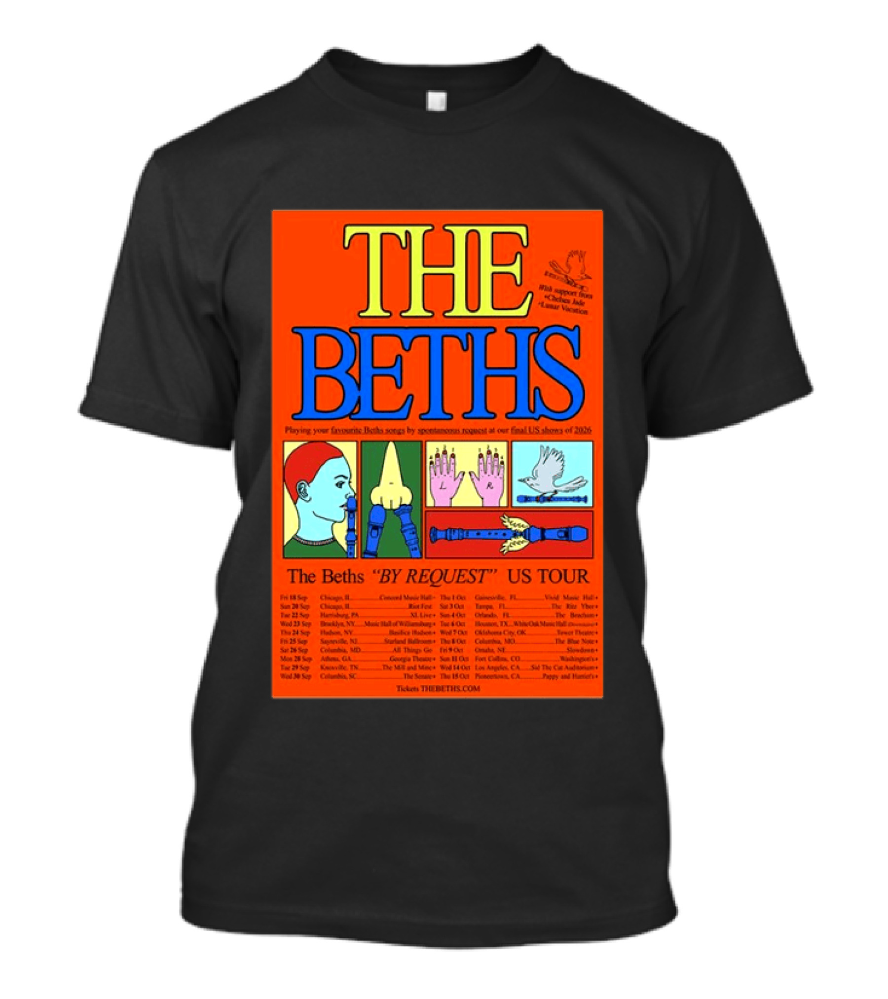 The Beths By Request US Tour 2026 Final Shows With Hands And Musical Notes T-Shirt