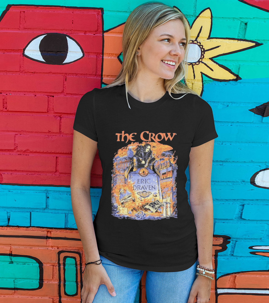 The Crow Eric Draven Devil's Night Trash City Buildings Flames T-Shirt