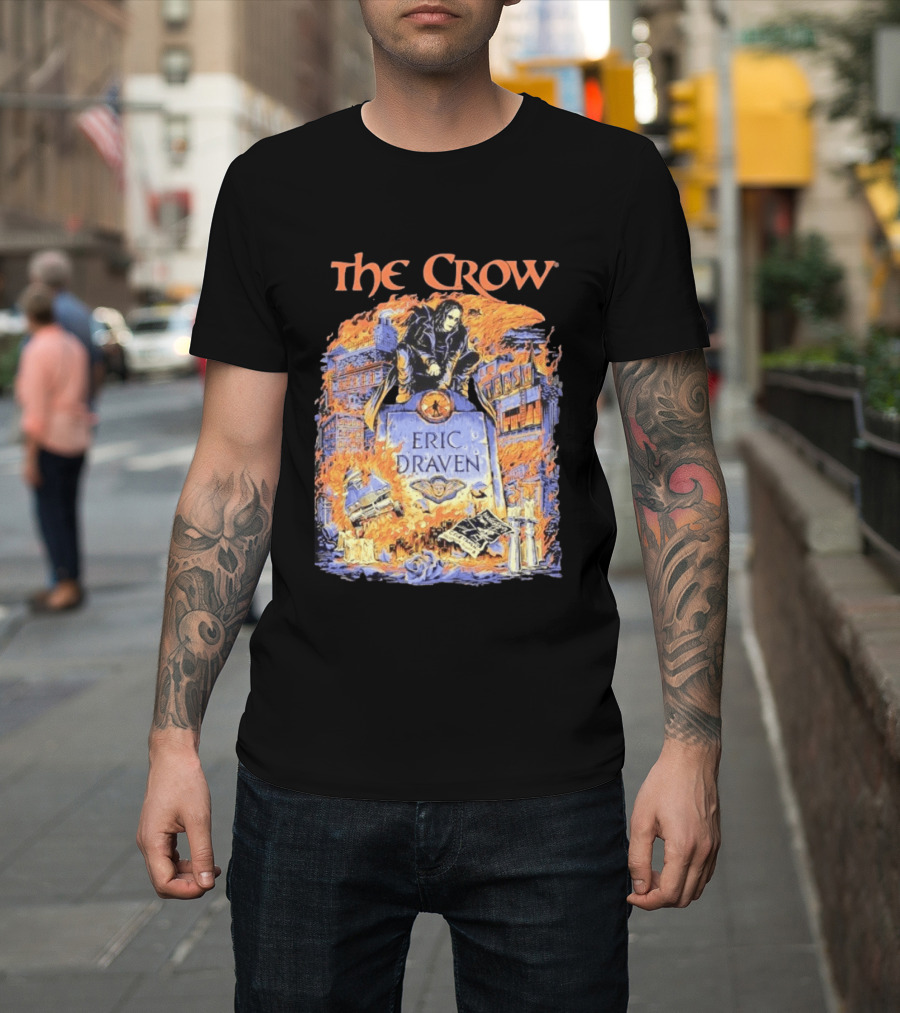 The Crow Eric Draven Devil's Night Trash City Buildings Flames T-Shirt