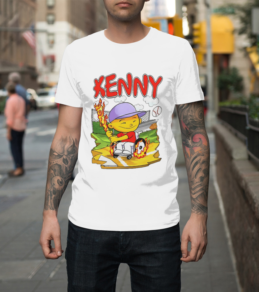 Kenny Kawaguchi Backyard Baseball Character Wheelchair Flames T-Shirt