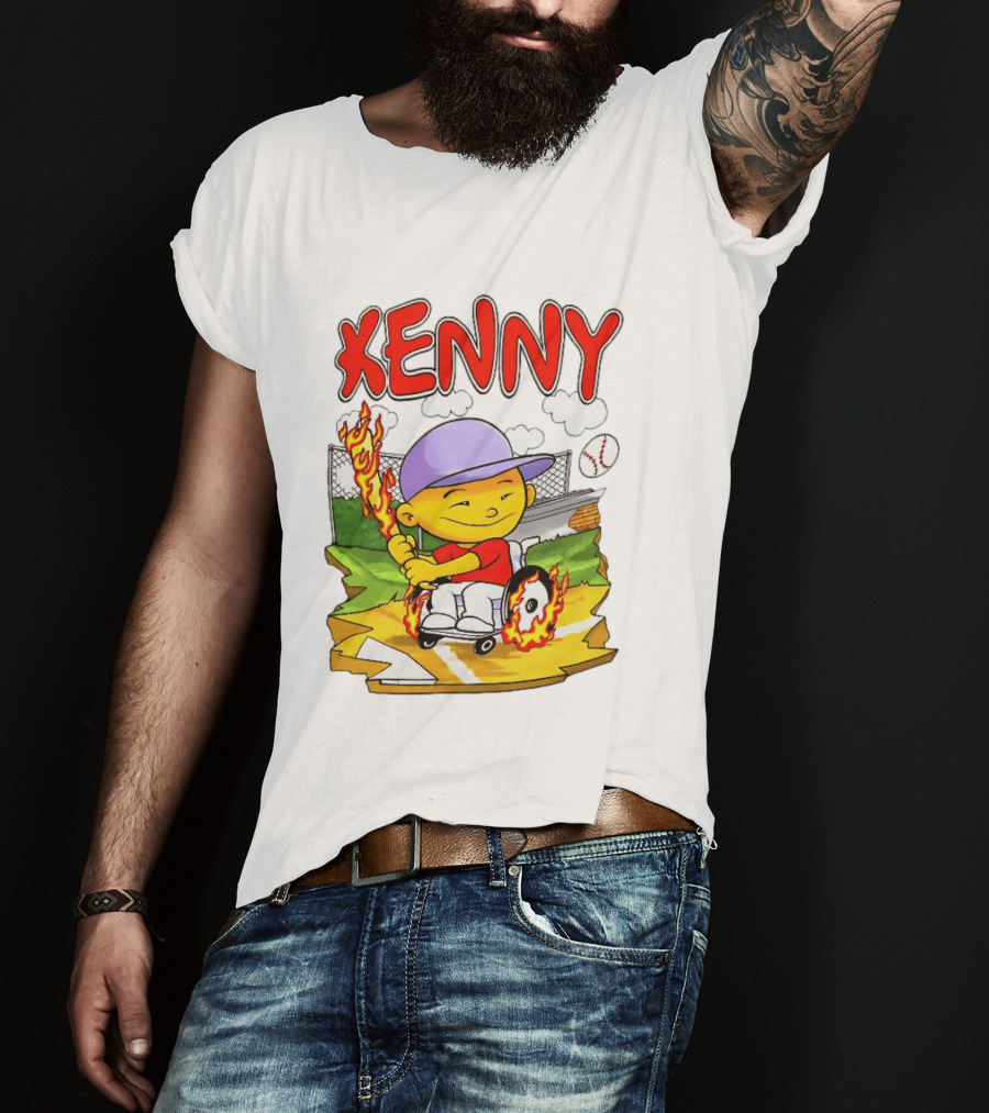 Kenny Kawaguchi Backyard Baseball Character Wheelchair Flames T-Shirt