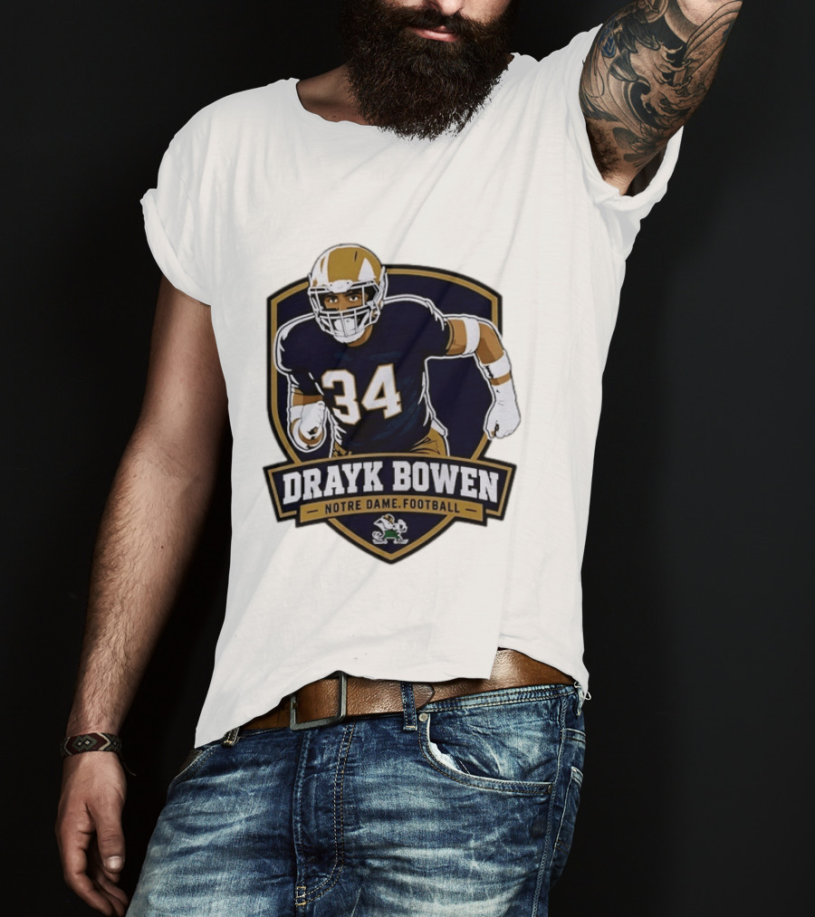 Drayk Bowen Notre Dame Football 34 Fighting Irish NCAA T-Shirt