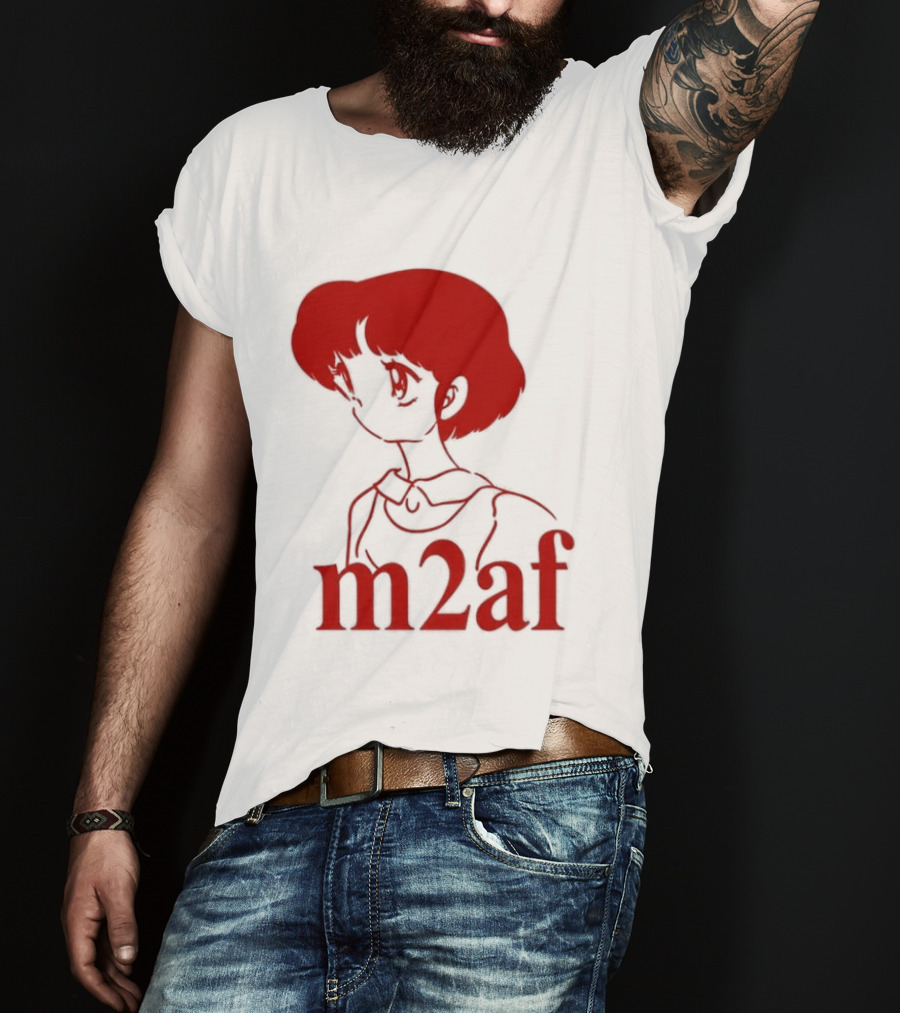 Nick M2af Ranma Anime Profile Red Sketch T-Shirt