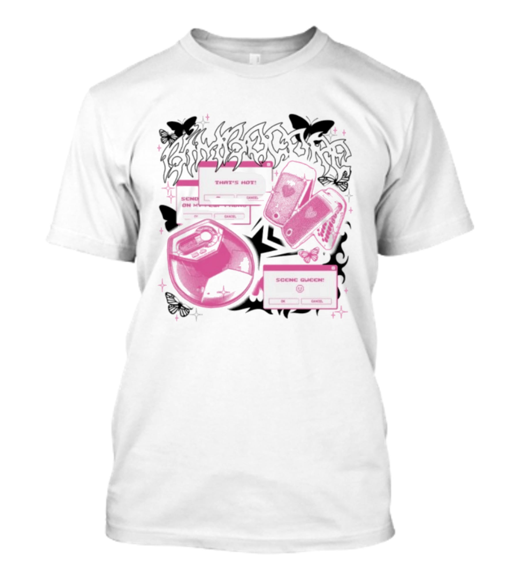 Nuclear Blast Store Bimbocore Y2K Scene Queen That's Hot Cancel Pink Butterfly Aesthetic T-Shirt