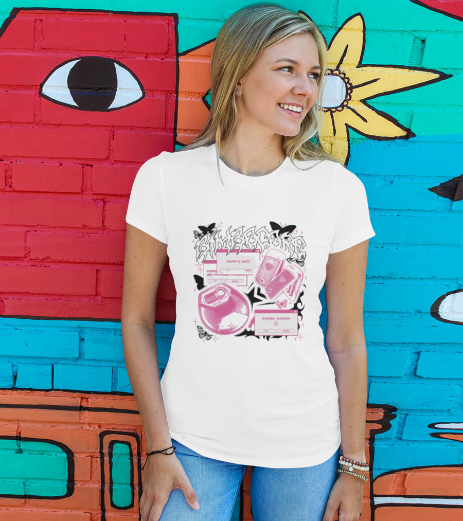 Nuclear Blast Store Bimbocore Y2K Scene Queen That's Hot Cancel Pink Butterfly Aesthetic T-Shirt