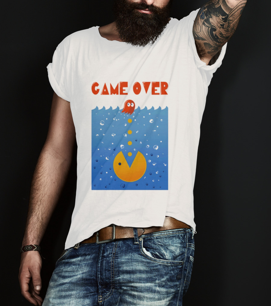 Pac Man Game Over Underwater Ghost Retro Gaming T-Shirt