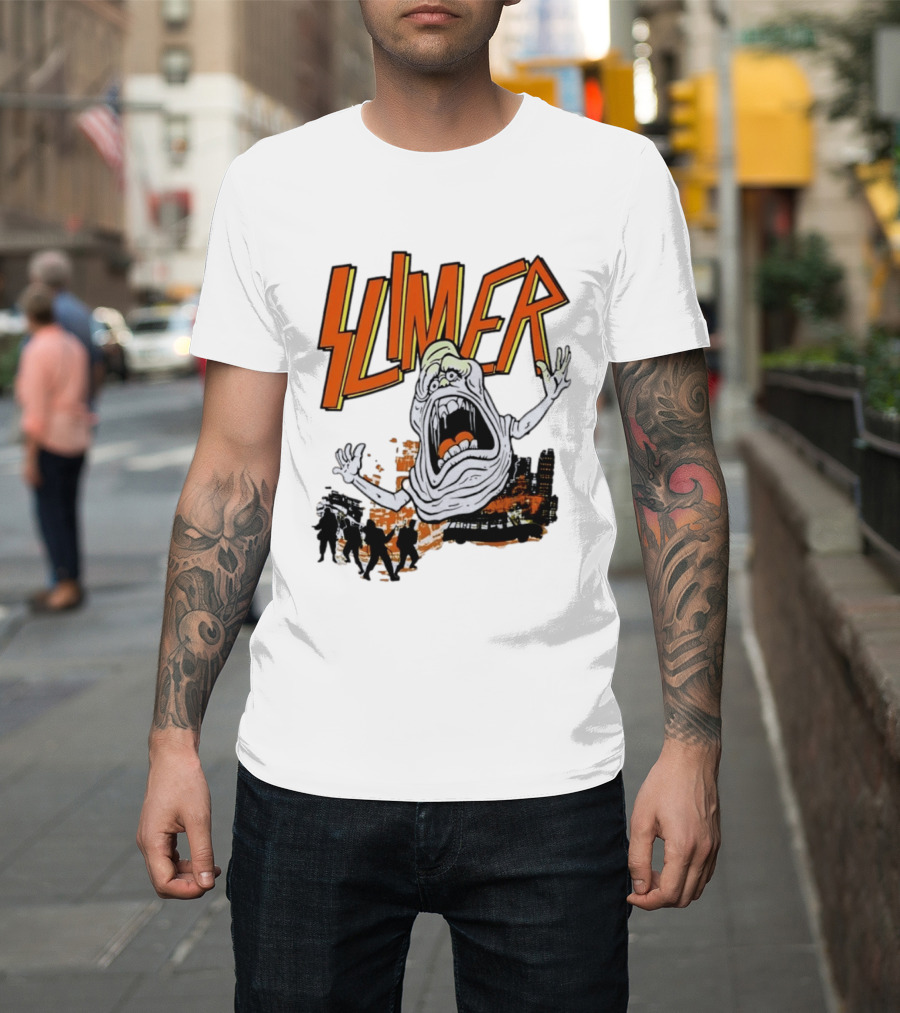 Slimer Ghostbusters 80s Movie Iconic Character Silhouette Scene T-Shirt