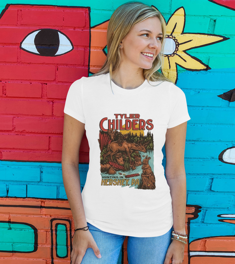 Tyler Childers Hunting In Hershey PA Deer And Rabbit Scene T-Shirt
