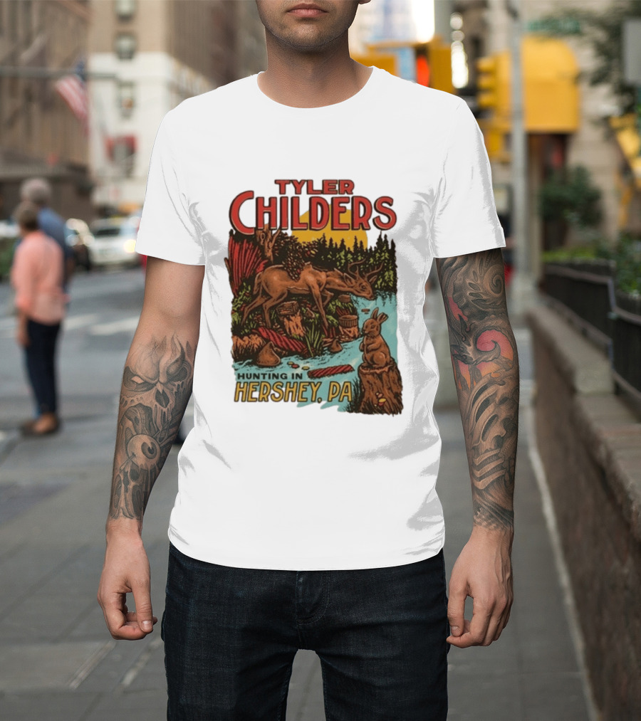 Tyler Childers Hunting In Hershey PA Deer And Rabbit Scene T-Shirt