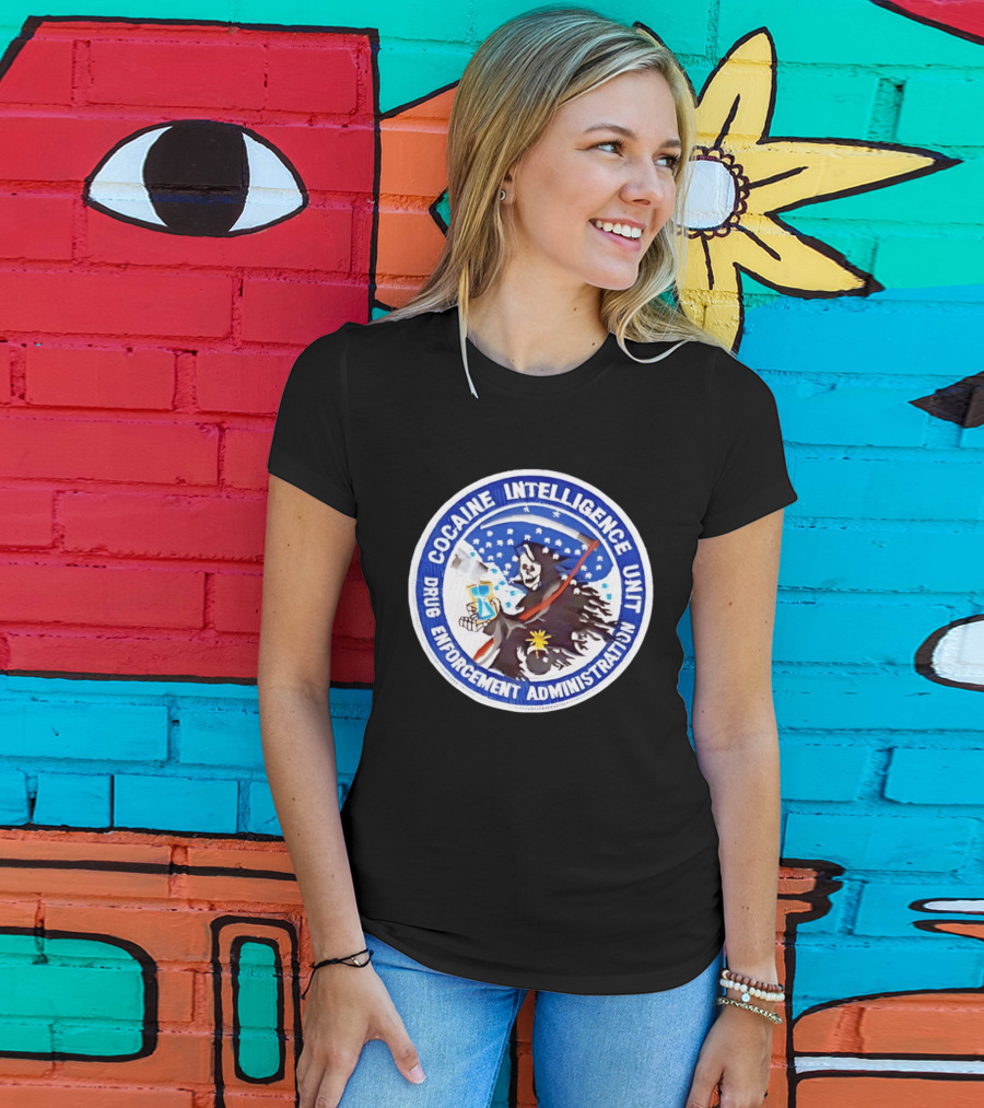 Cocaine Intelligence Unit Drug Enforcement Administration Grim Reaper Holding Hourglass Patch T-Shirt